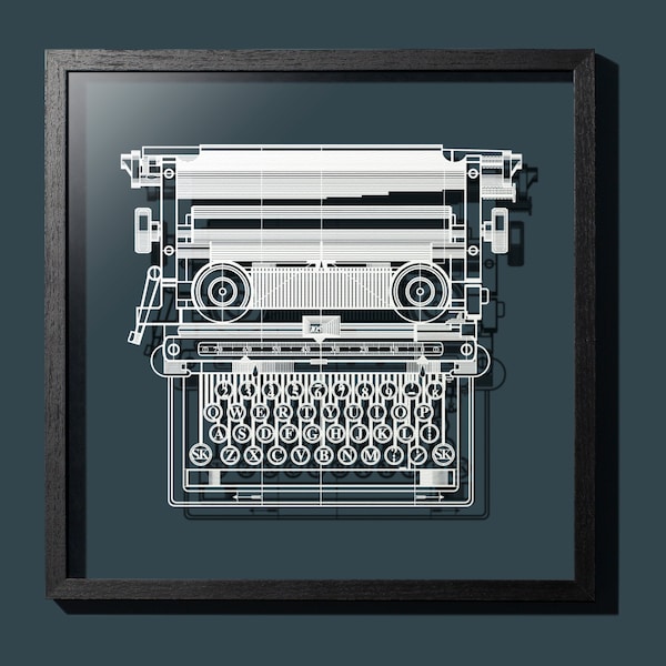 Paper-cut Antique Typewriter 18 In. Framed, Original Size, Paper Art IDEAL GIFTS