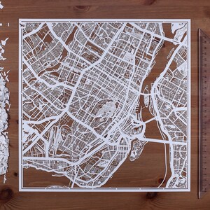 Paper cut map Montreal 12×12 In. Paper Art  IDEAL GIFTS