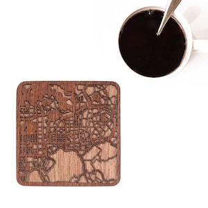 Shenzhen map coaster, One piece, Sapele wooden coaster with city map, Multiple city optional, IDEAL GIFTS