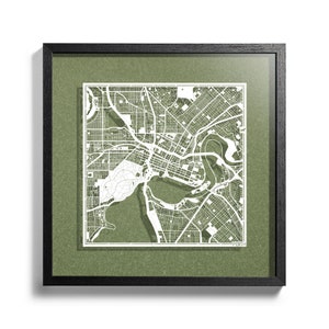 Papier geschnitten Karte Perth, 3D gerahmt 18x18 Zoll, Geschenk Boxed, 4 Hintergrundfarbe, Papierkunst, IDEALE GESCHENKE