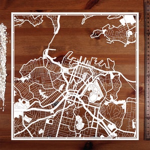 Paper cut map Auckland. 12×12 In. Paper Art  IDEAL GIFTS