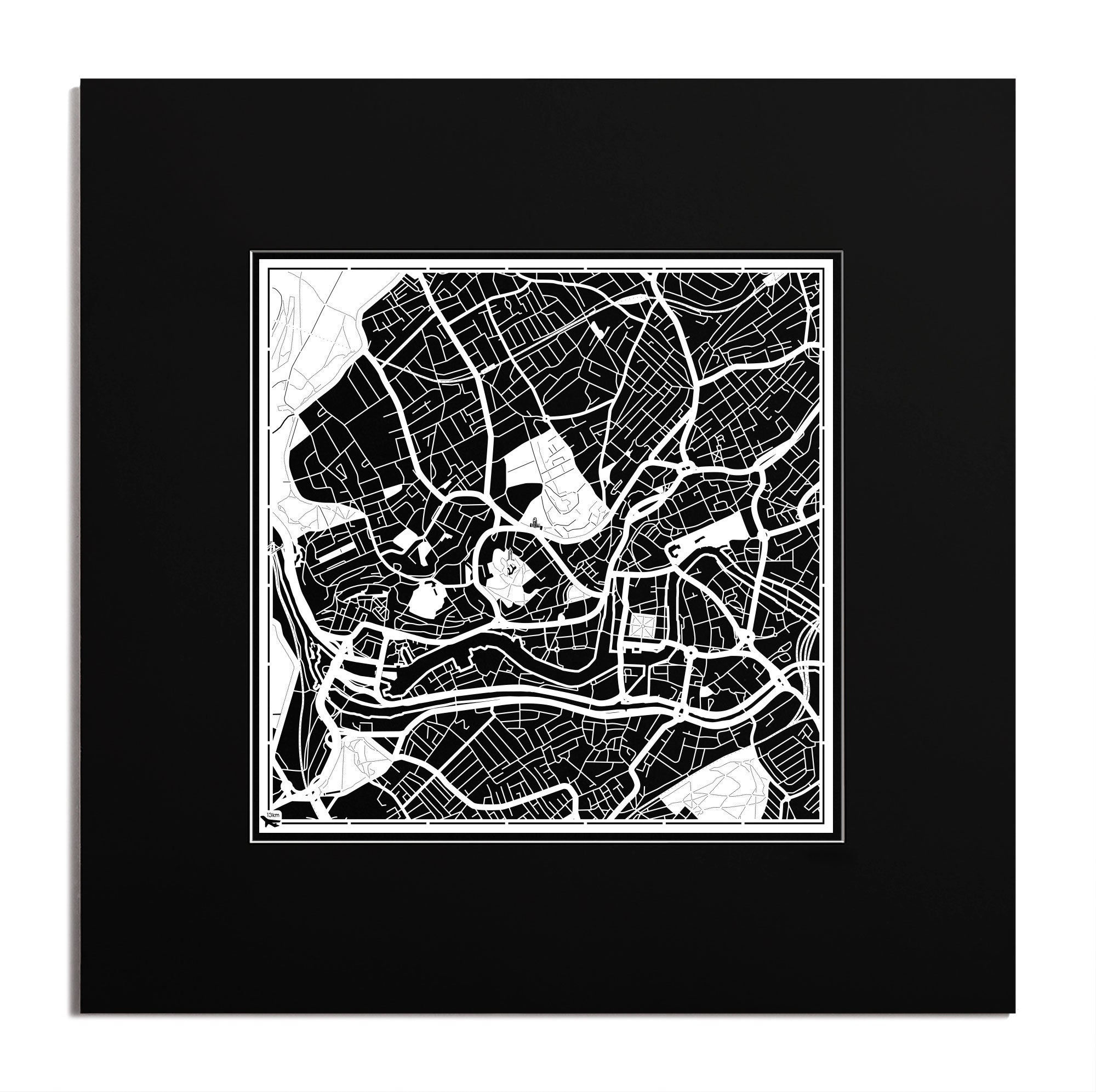 Paper cut map Bristol matted 2020 In. color alternative Etsy