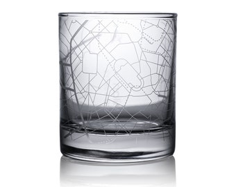 Mailand / Kopenhagen / Barcelona / Rom Landkarten-Whiskyglas, 10,5 Unzen Ätzglas