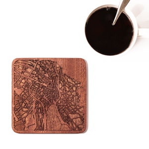 Zürich Karte Untersetzer, ein Stück, Sapele Holz Untersetzer mit Stadtplan, mehrere Stadt optional, IDEAL GIFTS