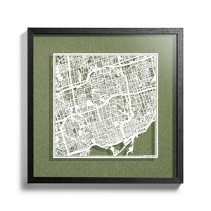 Toronto, centre-ville de Toronto, carte en papier découpé, encadré en 3D, 40 x 50 cm, dans une boîte cadeau, 4 couleurs de fond, auto-changement, art du papier, CADEAUX IDÉAUX