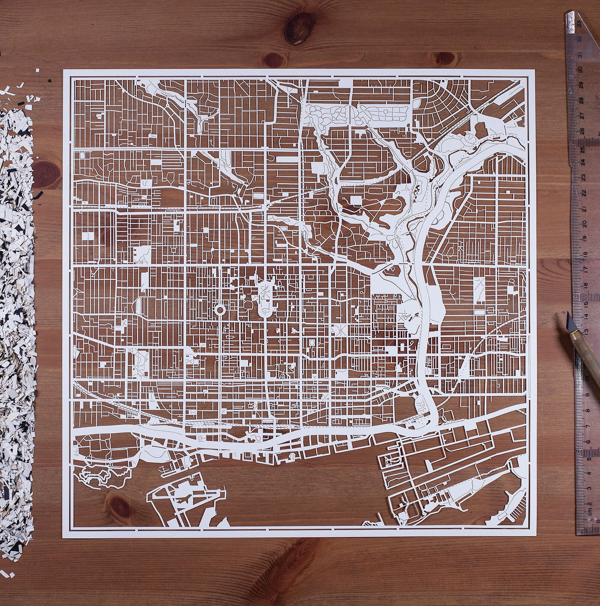 Toronto Paper Model Toronto, Downtown Toronto Paper Cut Map 12×12 In. Paper Art IDEAL GIFTS ...