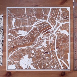 Mappa ritagliata di Goteborg 12×12 pollici Arte della carta REGALI IDEALI