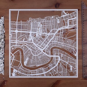 Papierschnitt-Landkarte New Orleans 30×30 Inch. Paper Art IDEALE GESCHENKE