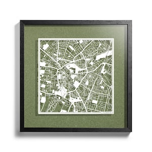 Cambridge, Angleterre / Birmingham, carte en 3D, encadrée, 40 x 50 cm, dans un coffret cadeau, 4 couleurs d'arrière-plan, auto-changement, oeuvre d'art en papier, CADEAUX IDÉAUX