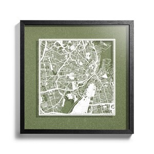 Papier gesneden kaart Kopenhagen, 3D ingelijst 18 x 18 inch, geschenkverpakking, 4 achtergrondkleuren, zelfveranderend, papierkunst, IDEALE CADEAUS
