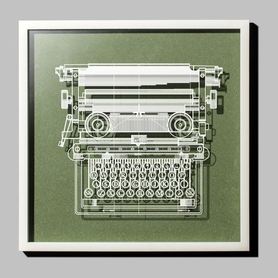 Paper-cut Antique Typewriter 18 In. Framed, Original Size, Paper