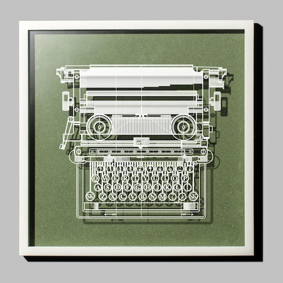 Paper-cut Antique Typewriter 18 In. Framed, Original Size, Paper