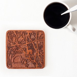 San Diego, CA map coaster, One piece, Sapele wooden coaster with city map, Multiple city optional, IDEAL GIFTS