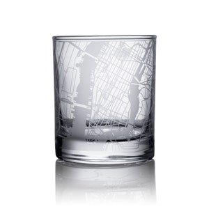 New York / Pittsburgh kaart whiskyglas, 10,5 oz etsglas