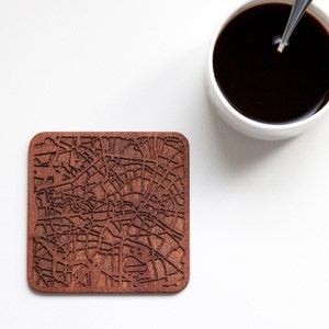 Berlin Karte Untersetzer, ein Stück, Sapele Holz Untersetzer mit Stadtplan, mehrere Stadt optional, IDEAL GIFTS