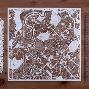 Mappa ritagliata di Roma 12×12 pollici Arte della carta REGALI IDEALI