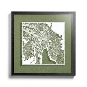 Papiergesneden kaart Zürich, 3D-ingelijst 18 x 18 inch, geschenkverpakking, achtergrondkleur 4, zelfveranderend, papierkunst, IDEALE CADEAUS