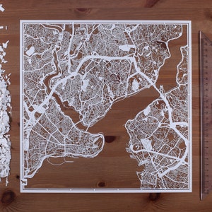 Istanbul / Ankara Landkarte Papierschnitt 30×30 In. Paper Art IDEALE GESCHENKE