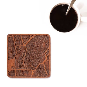 Kairo Karte Untersetzer, ein Stück, Sapele Holz Untersetzer mit Stadtplan, mehrere Stadt optional, IDEAL GIFTS