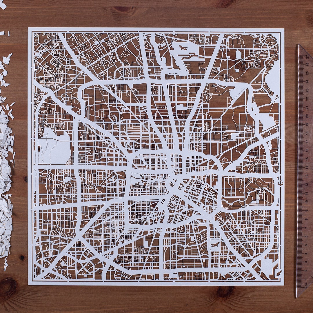 Paper Cut Map Houston, 12×12 In. Paper Art IDEAL GIFTS - Etsy
