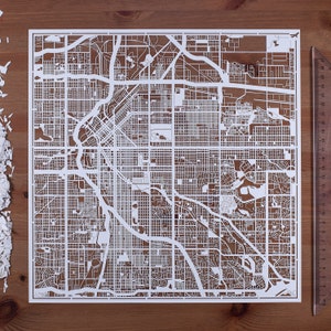 Paper cut map Denver 12×12 In. Paper Art  IDEAL GIFTS