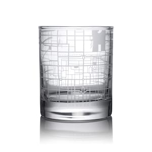 Xi'an / Chengdu / Chongqing map whiskey glass, 10.5 oz Etching Glass