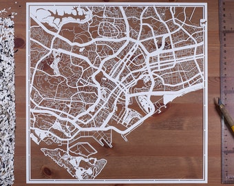 Singapore / Kuala Lumpur, Paper cut map  12×12 In. Paper Art  IDEAL GIFTS