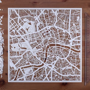 Mappa ritagliata su carta Londra 12×12 pollici. REGALI IDEALI di arte della carta