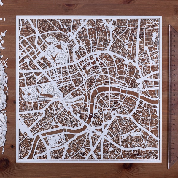 Paper cut map London 12×12 In. Paper Art  IDEAL GIFTS