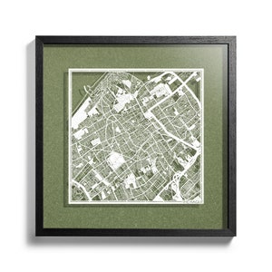 Den Haag / Rotterdam Papierschnitt Karte, 3D gerahmt 45x45 cm, mit Geschenkbox, 4 Hintergrundfarben, Papierkunst, ideale Geschenke
