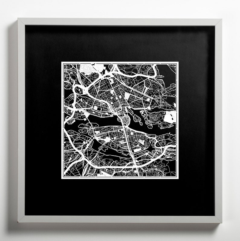 Paper cut map Stockholm 1212 In. Paper Art IDEAL GIFTS image 3
