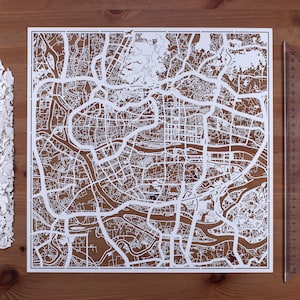 Guangton / Foshan Landkarte, Papierschnitt, ca 30×30 cm. Paper Art IDEALE GESCHENKE
