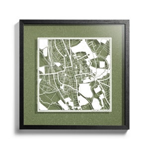 Oxford, Angleterre / Bristol, carte en papier découpé, encadré en 3D, 40 x 50 cm, boîte cadeau, 4 couleurs de fond, auto-changement, art du papier, CADEAUX IDÉAUX