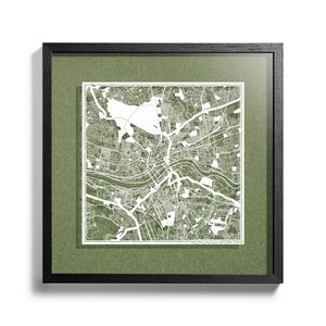 Paper cut map Newcastle upon Tyne, 3D framed 18x18 inches, Gift Boxed, 4 Background Color, self-Changing, Paper Art, IDEAL GIFTS