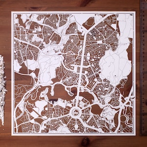 Paper cut map Canberra, 12×12 In. Paper Art  IDEAL GIFTS