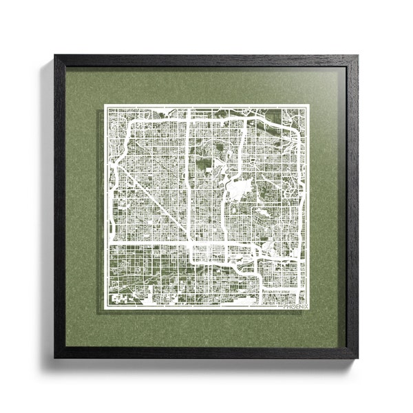 Paper cut map Phoenix, 3D framed 18x18 inches, Gift Boxed, 4 Background Color, self-Changing, Paper Art, IDEAL GIFTS