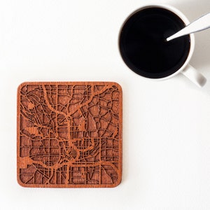 Atlanta Karte Untersetzer, ein Stück, Sapele Holz Untersetzer mit Stadtplan, mehrere Stadt optional, IDEAL GIFTS