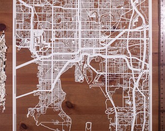 Paper cut map Tampa 12×12 In. Paper Art  IDEAL GIFTS