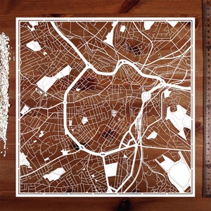 Sheffield / Liverpool Paper cut map. 12×12 In. Paper Art  IDEAL GIFTS