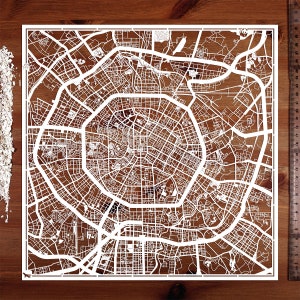 Chengdu / Congqing Papierschnitt Landkarte 12×30 Inch. Paper Art IDEALE GESCHENKE