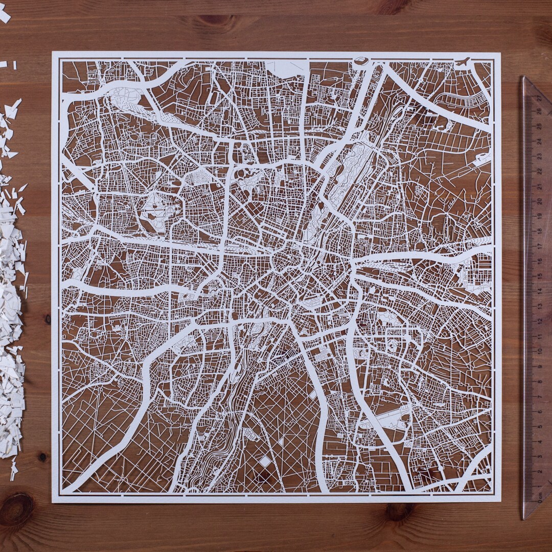 Paper Cut Map Munich, 12×12 In. Paper Art IDEAL GIFTS - Etsy