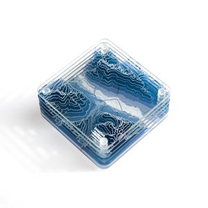 Innsbruck, Österreich 3D Konturkarte Glasuntersetzer von Bergen, Schlafzimmer, 6er-Set mit Untersetzerhalter