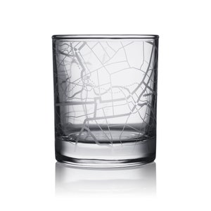 Berlin / Stuttgart map whiskey glass, 10.5 oz Etching Glass