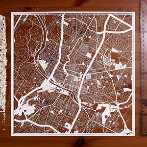 Papierschnitt Landkarte Austin 30×30 Inch. Paper Art IDEALE GESCHENKE