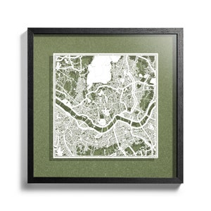 Papier gesneden kaart Seoel, 3D ingelijst 18 x 18 inch, geschenkverpakking, achtergrondkleur 4, zelfveranderend, papierkunst, IDEALE CADEAUS