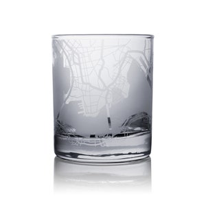 Vaso de whisky con mapa de Hong Kong/Guangzhou/Shenzhen, vaso grabado de 10,5 oz