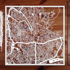 Paper cut map Addis Ababa, 12×12 In. Paper Art  IDEAL GIFTS