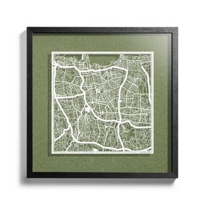 Jakarta / Manila Paper cut map  3D,  framed 18x18 inches, Gift Boxed, 4 Background Color, self-Changing, Paper Art, IDEAL GIFTS