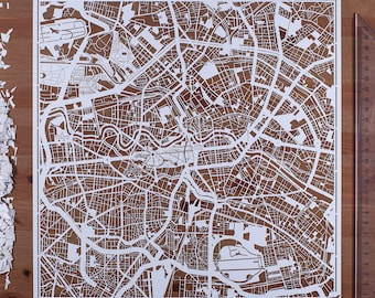Paper cut map Berlin, 12×12 In. Paper Art IDEAL GIFTS