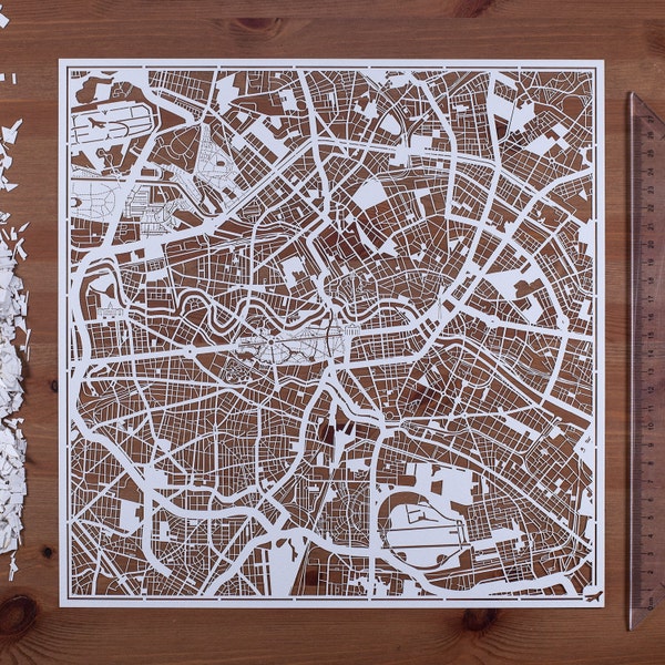 Paper cut map Berlin, 12×12 In. Paper Art IDEAL GIFTS